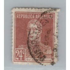 ARGENTINA 1924 GJ 610 ESTAMPILLA VARIEDAD DENTADO 13 1/4 x 13 1/4 PEQUEÑOS DEFECTOS MUY RARA U$ 50